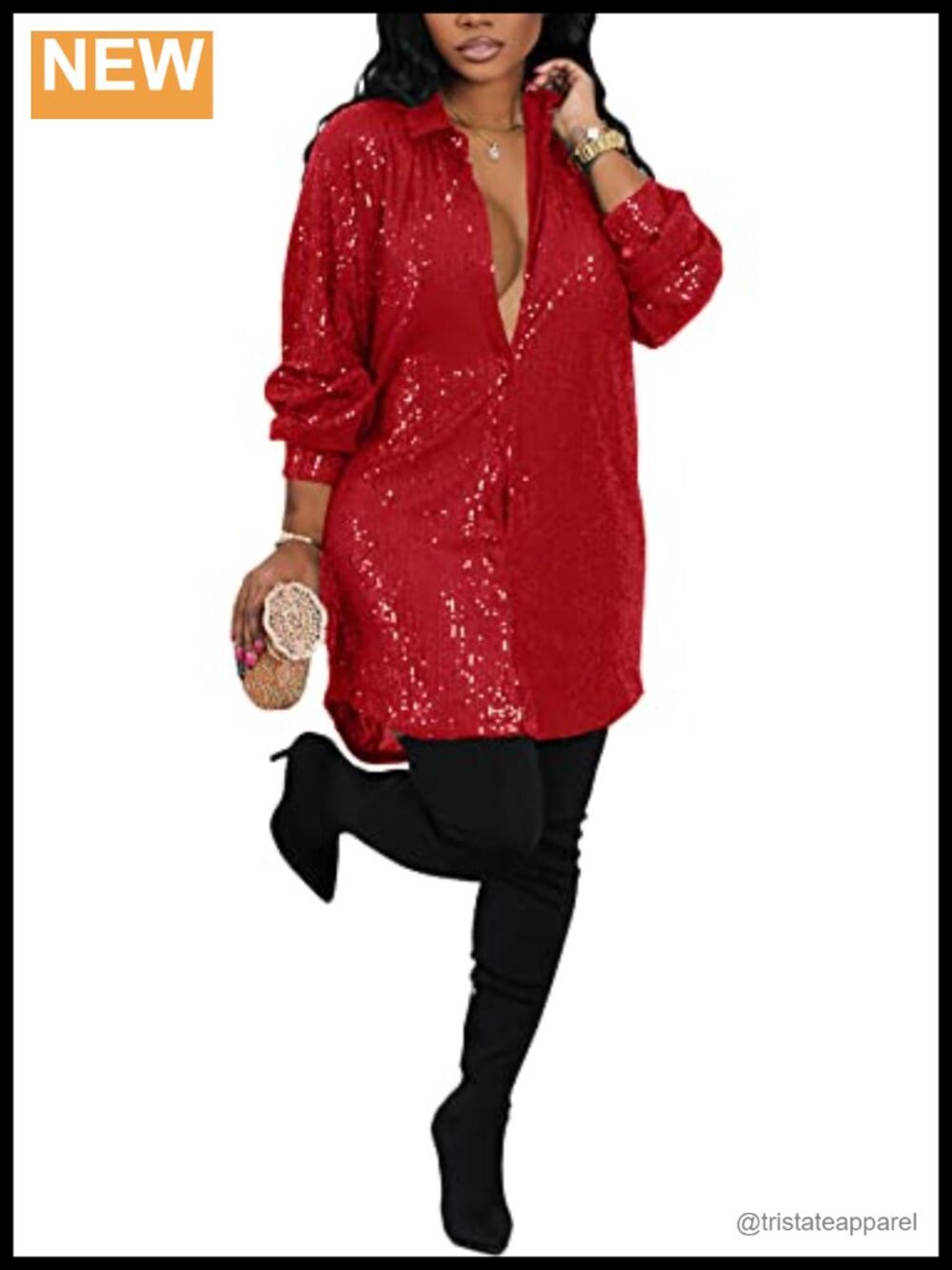 Sequin Shirt Dress Long Sleeve Glitter Sparkle Party Clubwear